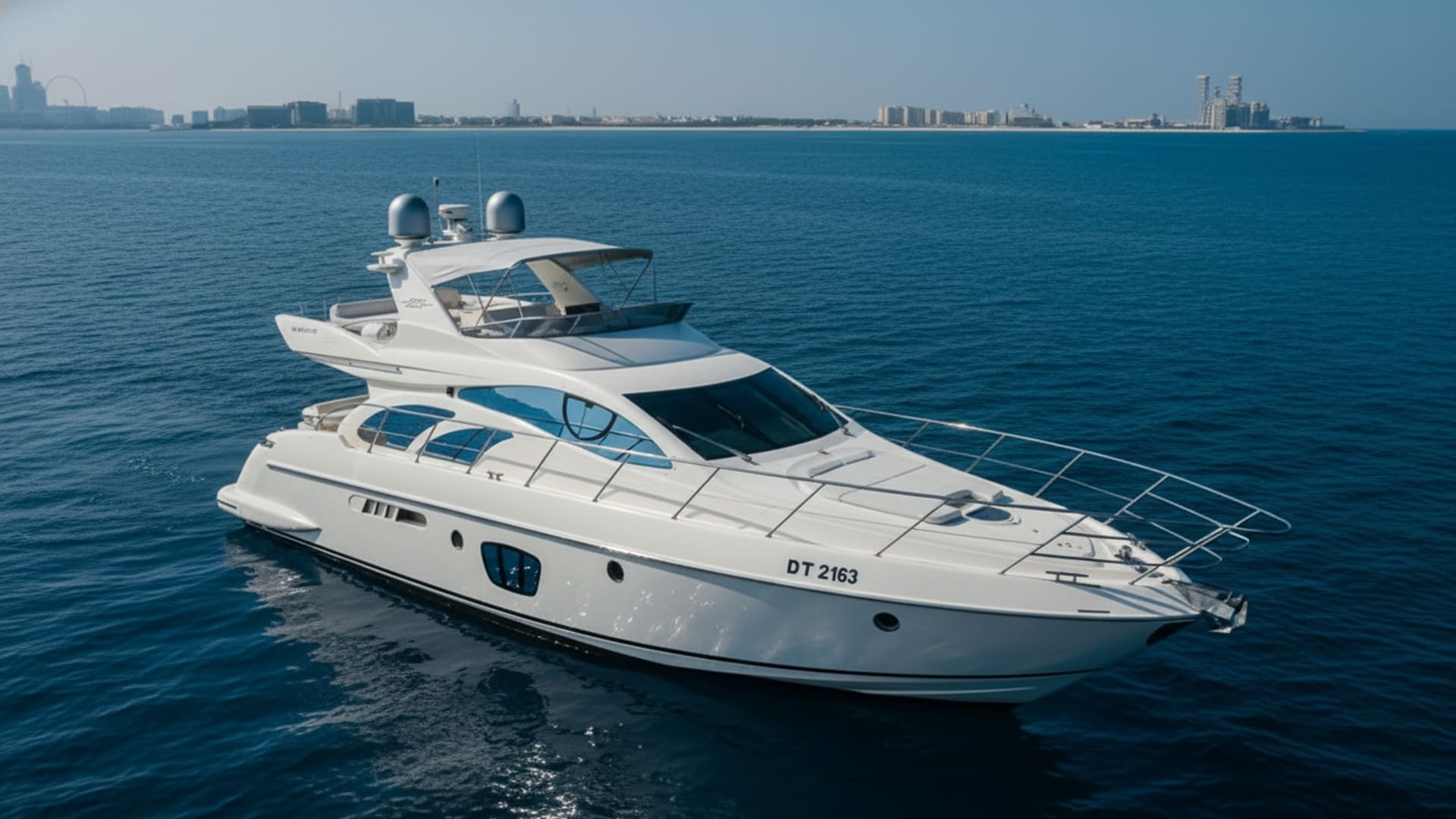 Starlight Storm 55 ft aerial view, premium yacht rental