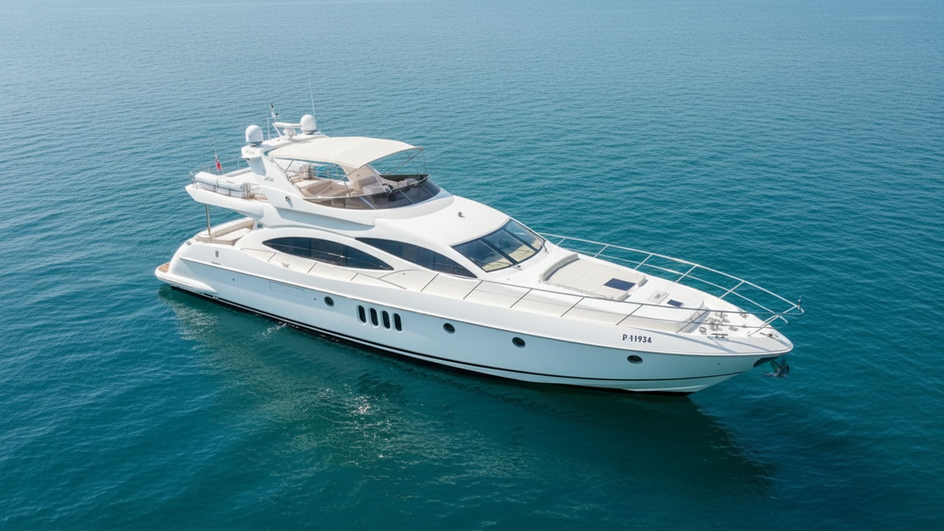 Aerial view of Dream Empress 68 ft yacht, Dubai Marina