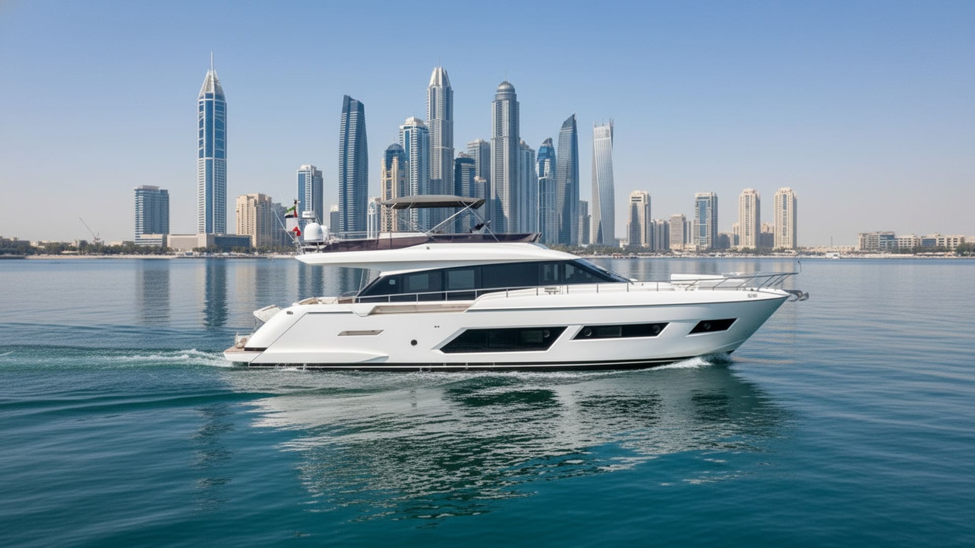 Aerial view of Breeze Star 67 ft yacht in Dubai