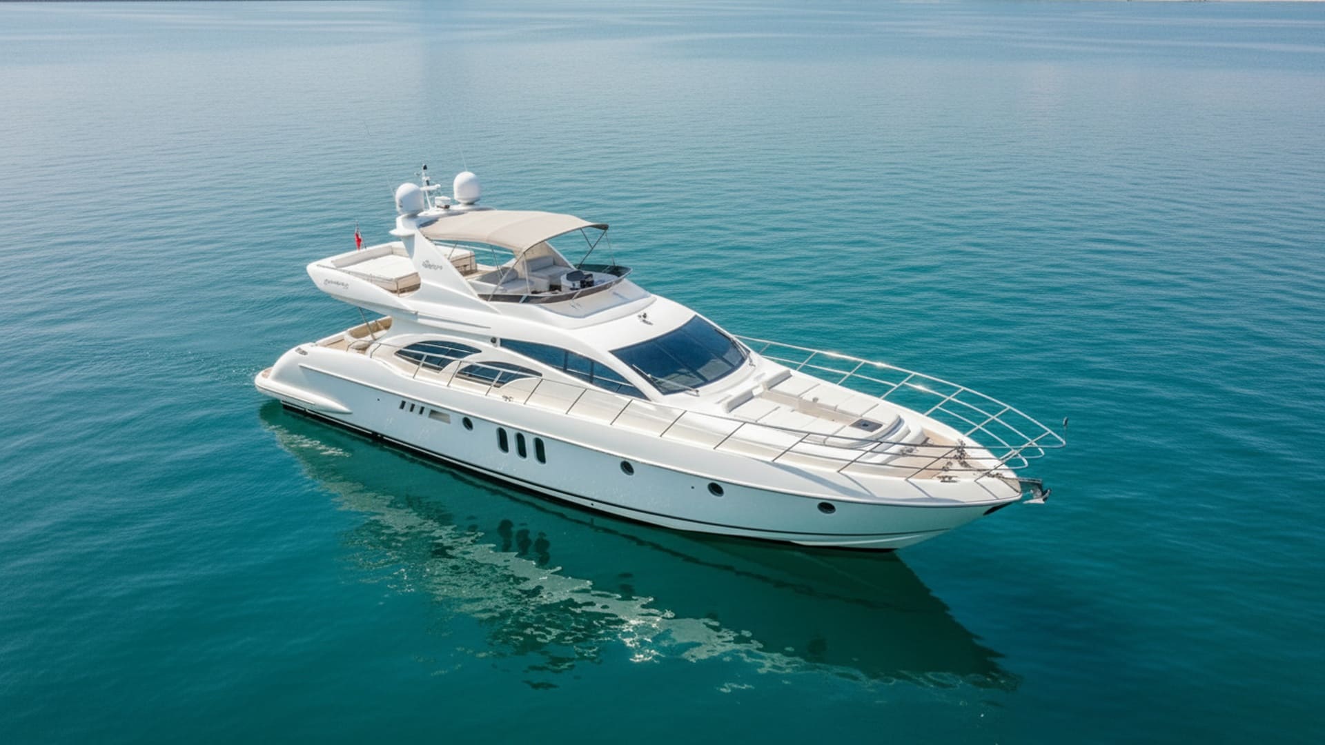 Aerial view of Noble Adventurer 62 ft yacht in Dubai
