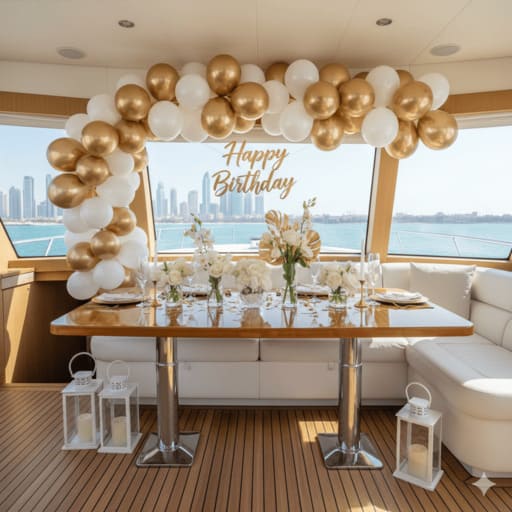 Premium luxury yacht decoration and event styling Dubai.