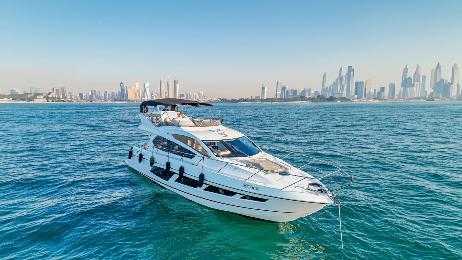 Sunset Lady 65 ft luxury yacht cruising Dubai Marina