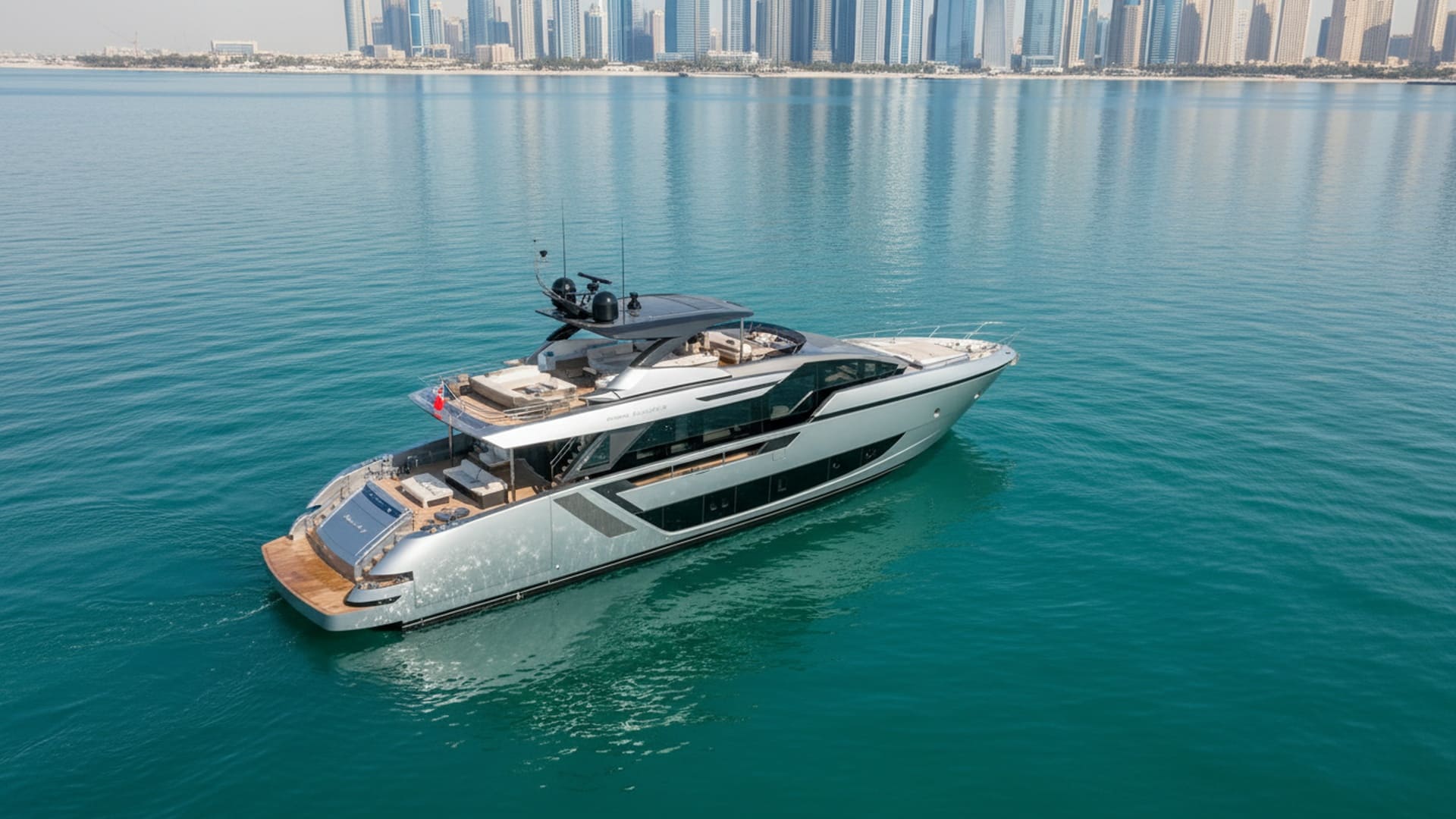 Aerial view of Noble Oasis 82 ft yacht in Dubai